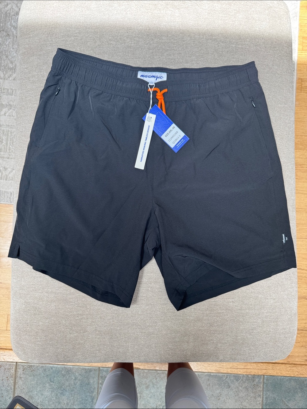 magmagic Black Men's Swim Trunks with Orange Drawcord